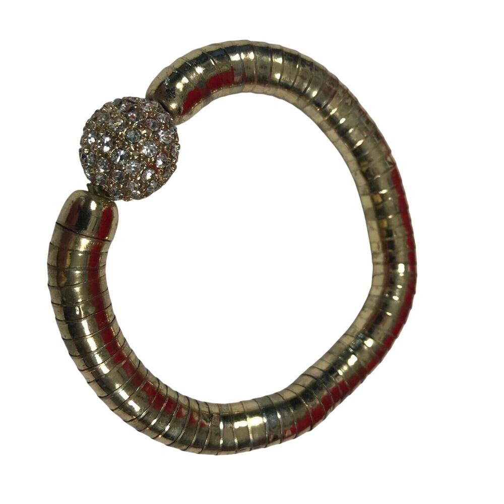 Elegant Bracelet Rhinestone Ball Stretch Gold-Tone